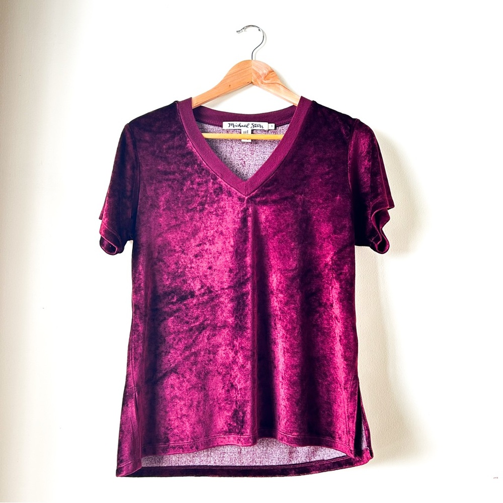 Anthropologie Michael Stars Red Velvet Top Small